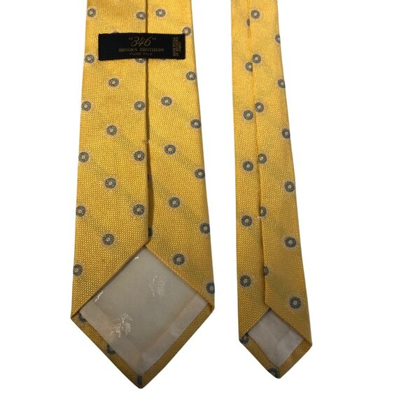 Brooks Brothers 346 Silk Tie Yellow Blue Floral Mens Necktie Office Formal Gift - Picture 4 of 6